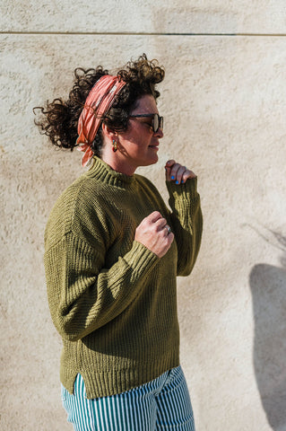 chunky knit mockneck sweater | moss