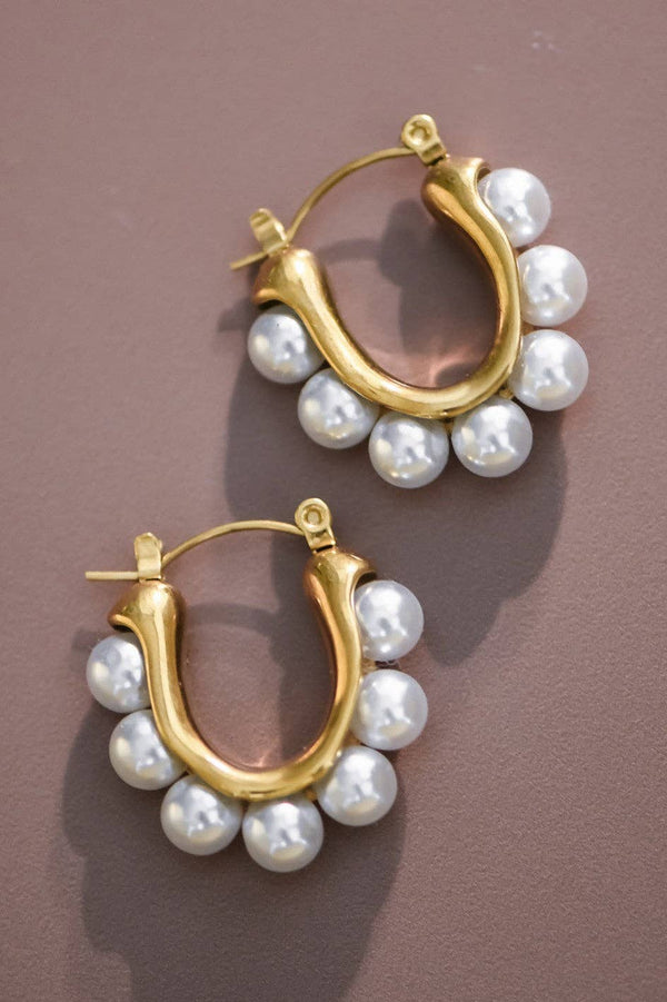 pearl ball hoop | earring