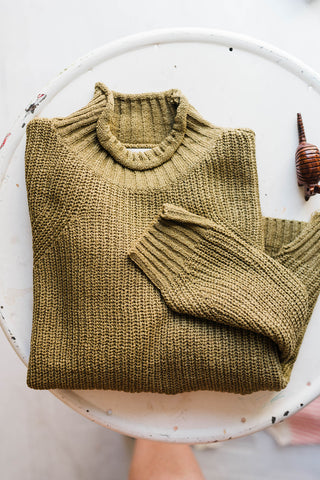 chunky knit mockneck sweater | moss