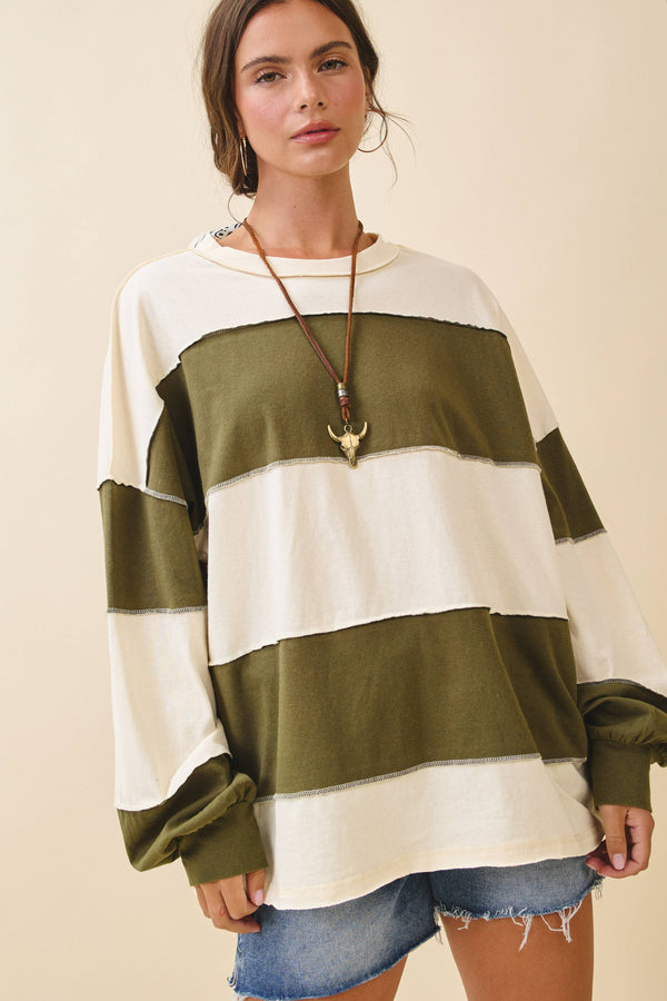 stripe long sleeve slouchy top | butter & olive