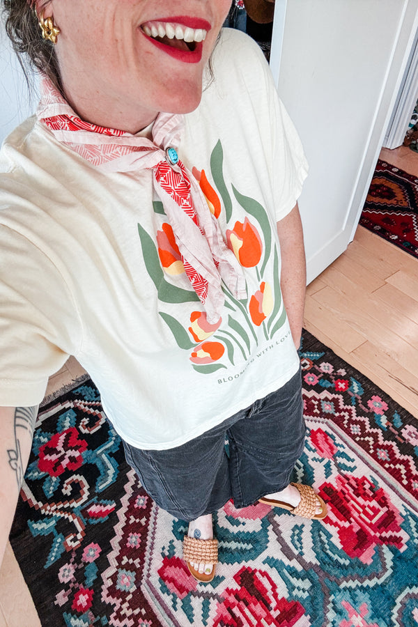 blooming with love | cream boxy cropped tee PREORDER