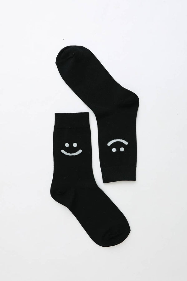 smiley crew socks | black