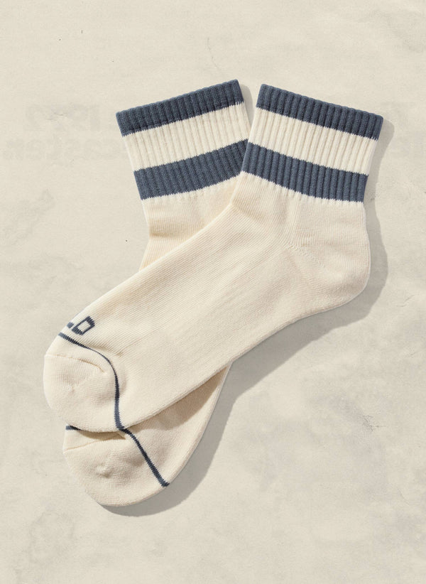 striped quarter socks | slate blue