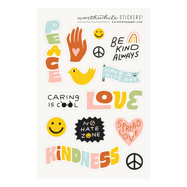 sticker sheet | peace love & kindness