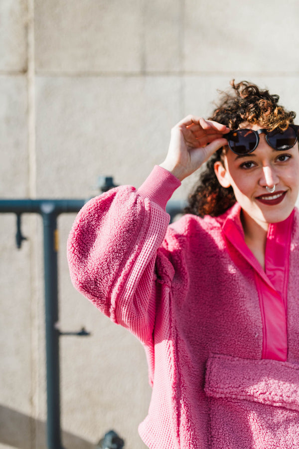 reese | hot pink teddy pullover sweatshirt