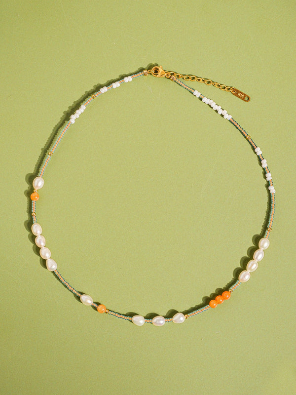 simple pearl + beaded | necklace