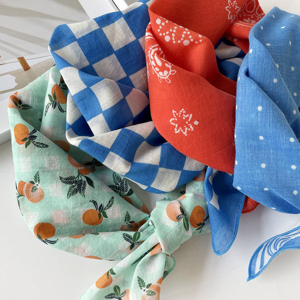 printed bandana | blue check