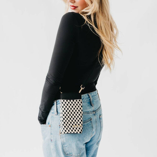 double duty phone bag | checkered black