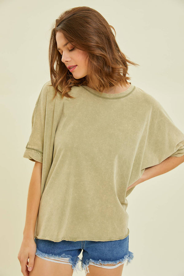mineral washed oversized crop tee | cool matcha