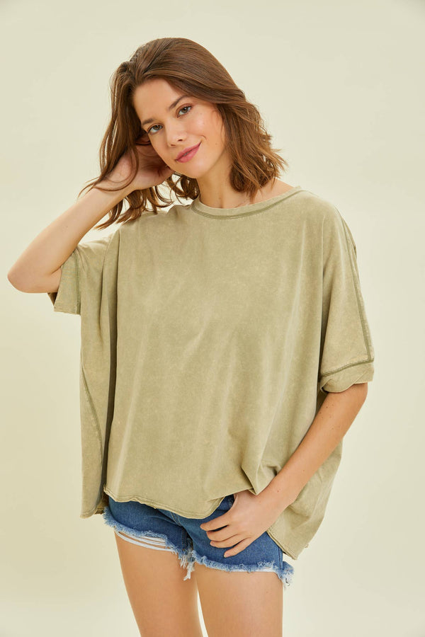 mineral washed oversized crop tee | cool matcha