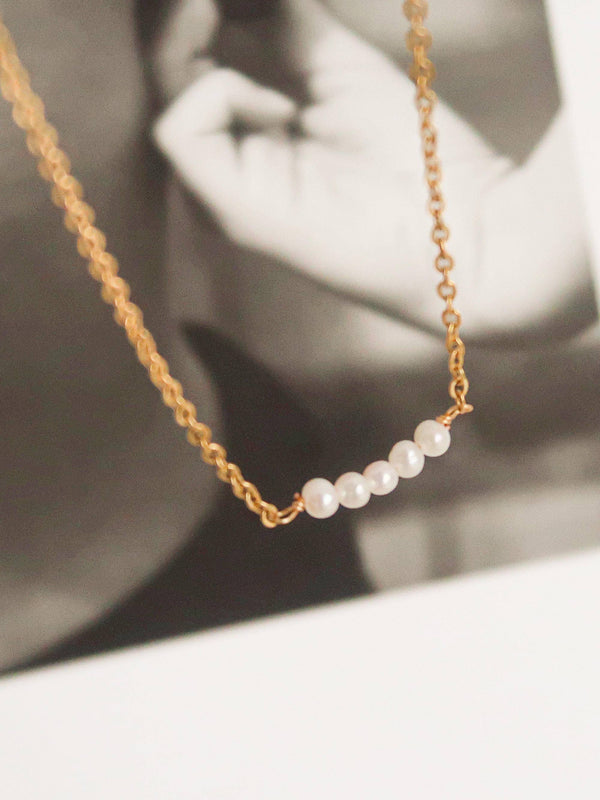 petite pearl choker | 18k gold necklace