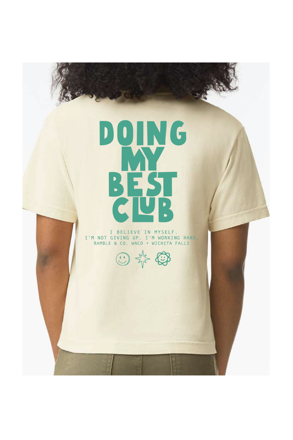 doing my best club puff ink | cream boxy cropped tee