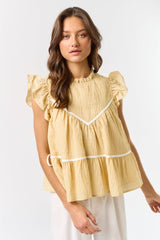 ruffled tiered top | yellow