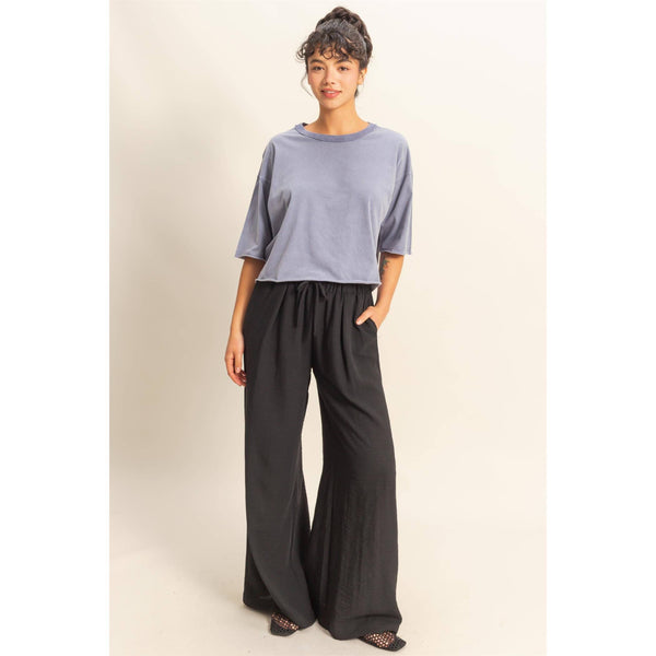 drop shoulder wide fit crop | washed indigo
