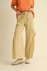 beige cargo pants | cool matcha