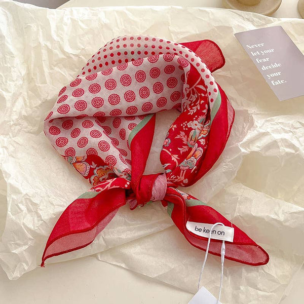 red passion bandana | red floral + polka dot