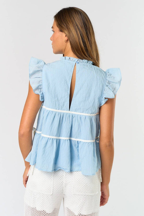 ruffled tiered top | yellow