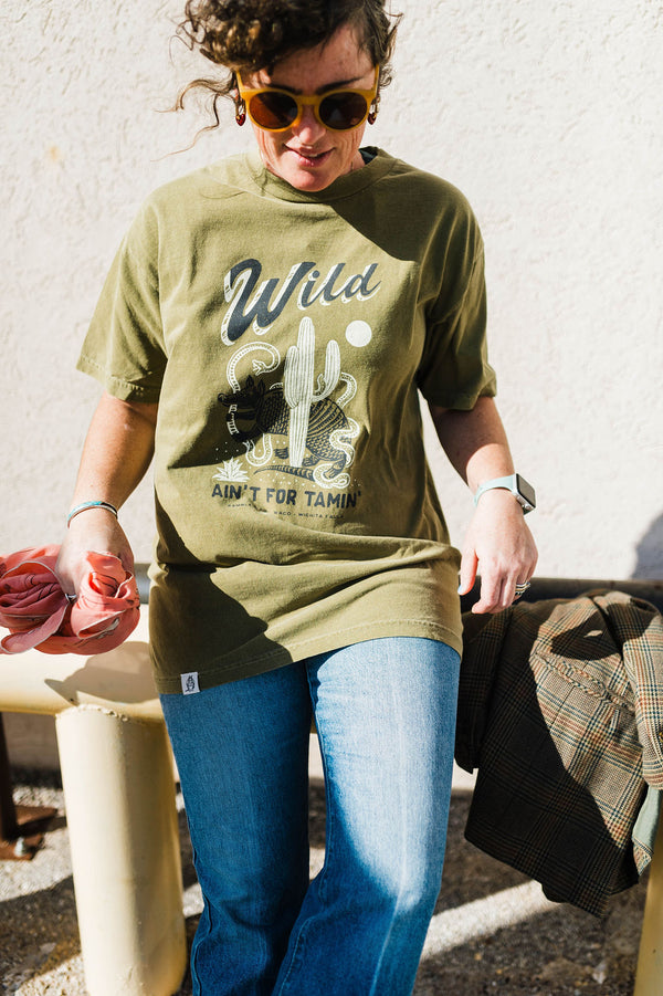 wild ain't for tamin' | faded olive relaxed tee