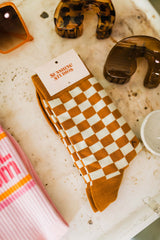 checker crew socks | orange