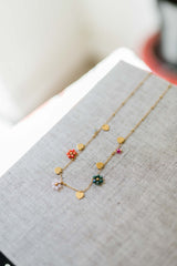 flower and hearts necklace | 18k gold necklace