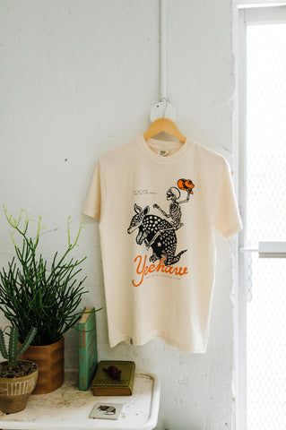 yeehaw skeleton + armadillo | cream comfort colors tee