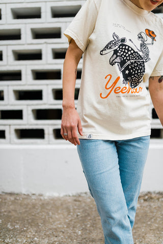 yeehaw skeleton + armadillo | cream comfort colors tee