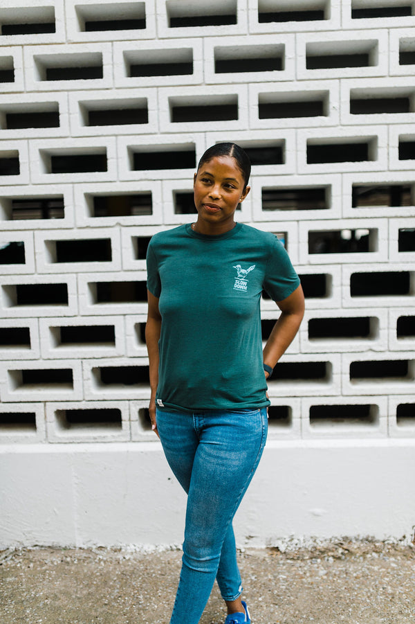 slow down look around | forest green tee