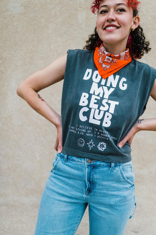 doing my best club | faded black boxy muscle tee