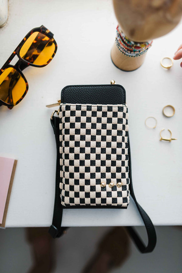 double duty phone bag | checkered black
