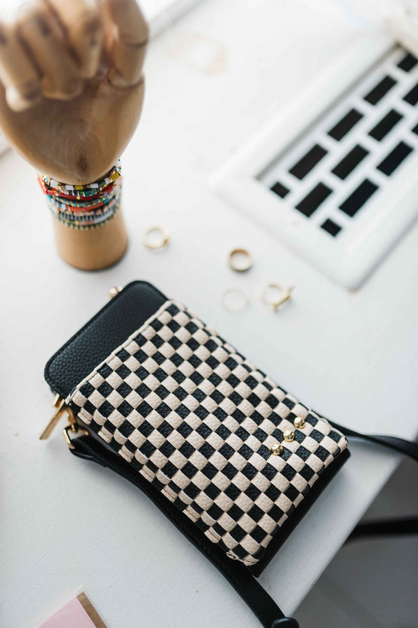 double duty phone bag | checkered black