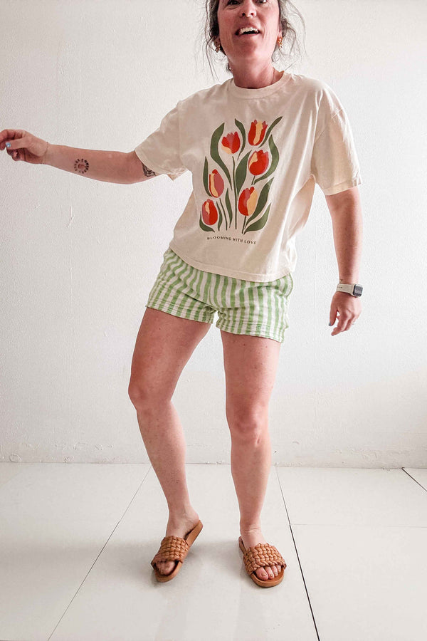 blooming with love | cream boxy cropped tee PREORDER