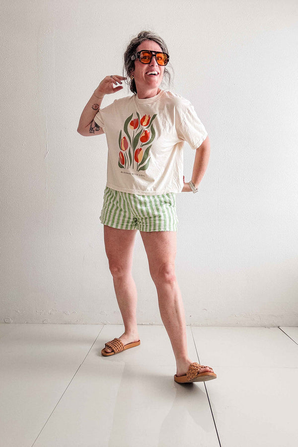 blooming with love | cream boxy cropped tee PREORDER