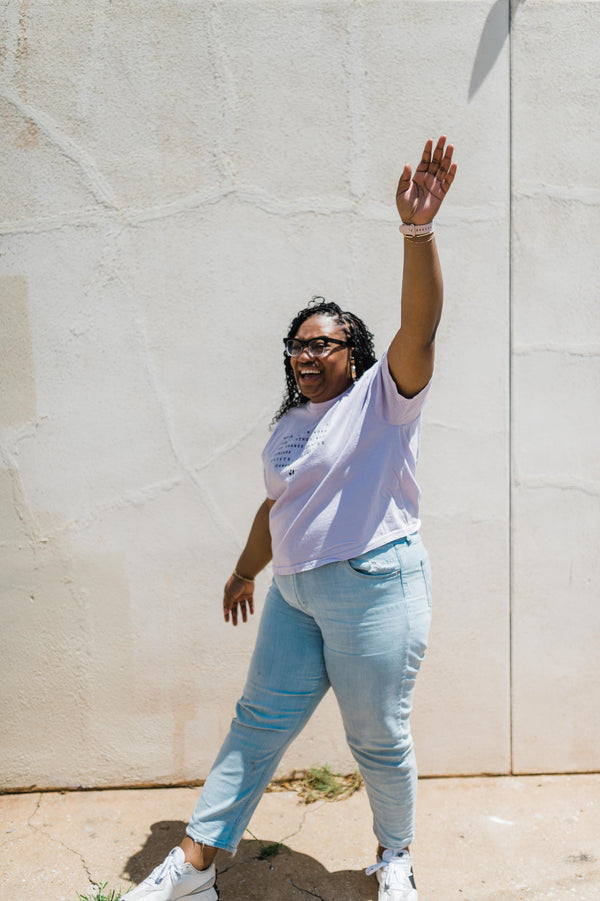 when women | lilac boxy cropped tee