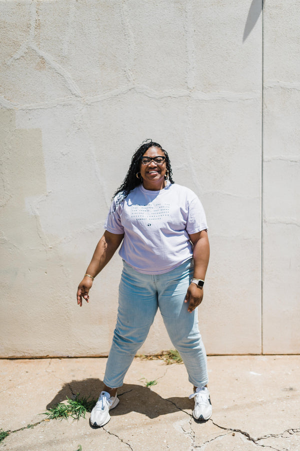 when women | lilac boxy cropped tee