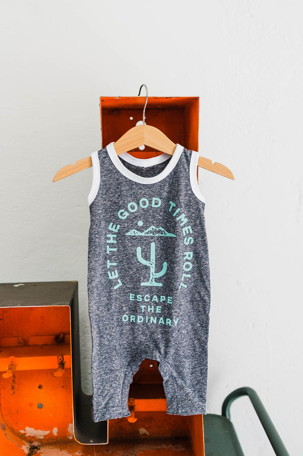 the good times roll | tank romper charcoal