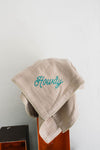 howdy baby blanket | taupe double cloth