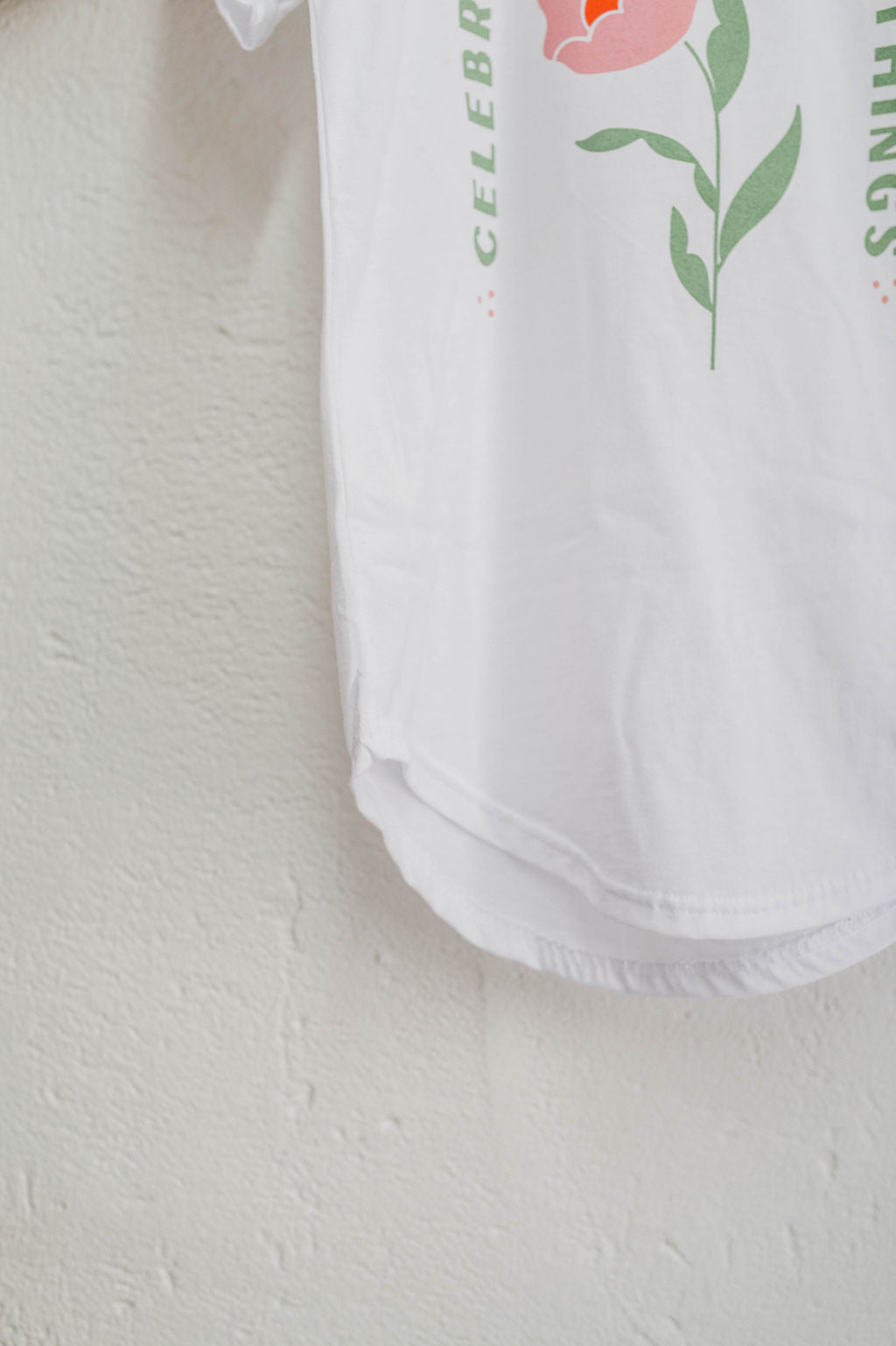 celebrate the little things | white curved hem tee