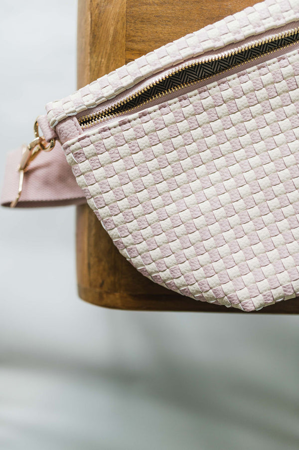 westlyn woven bum bag | checkered blush