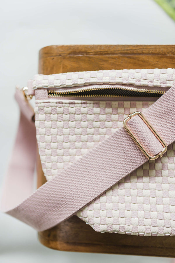 westlyn woven bum bag | checkered blush