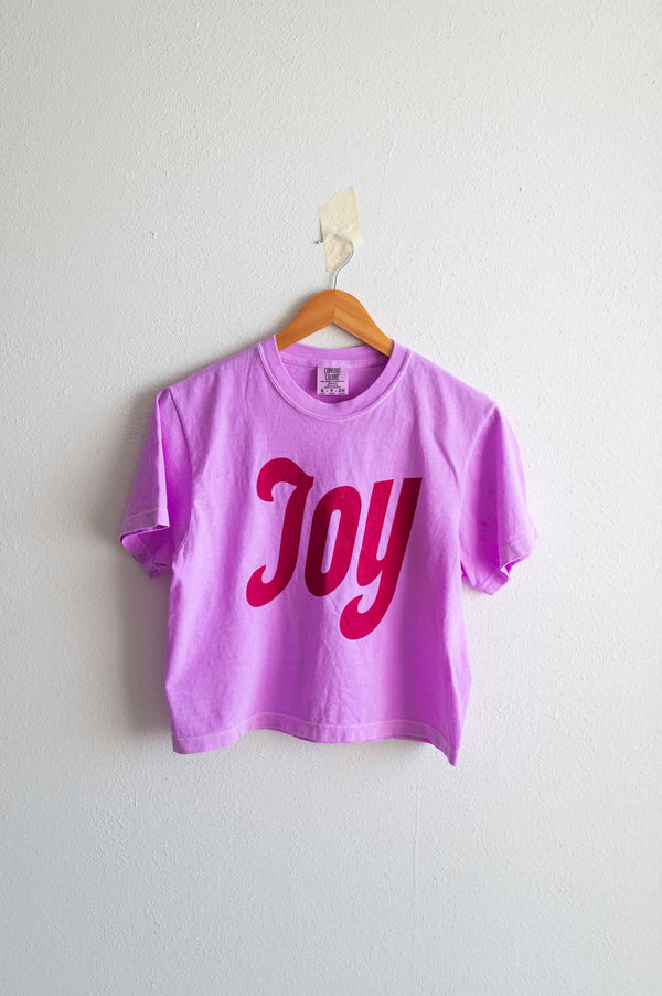 joy | neon violet comfort colors boxy cropped tee