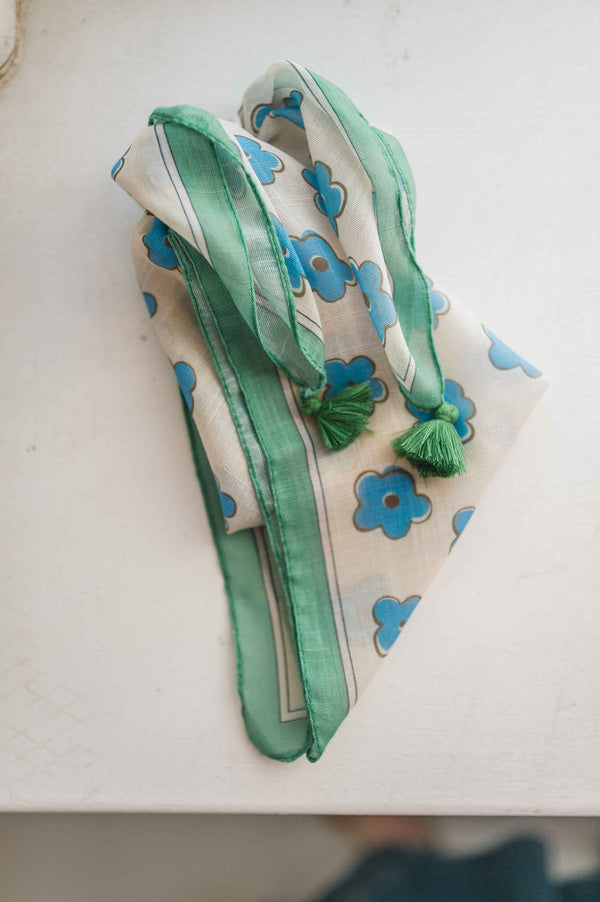 floral bandana | blue and green floral