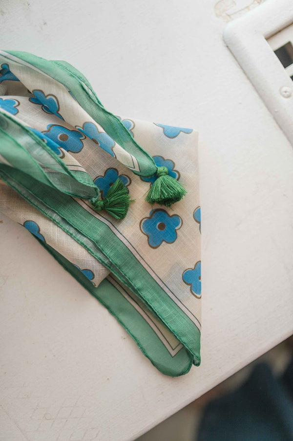floral bandana | blue and green floral
