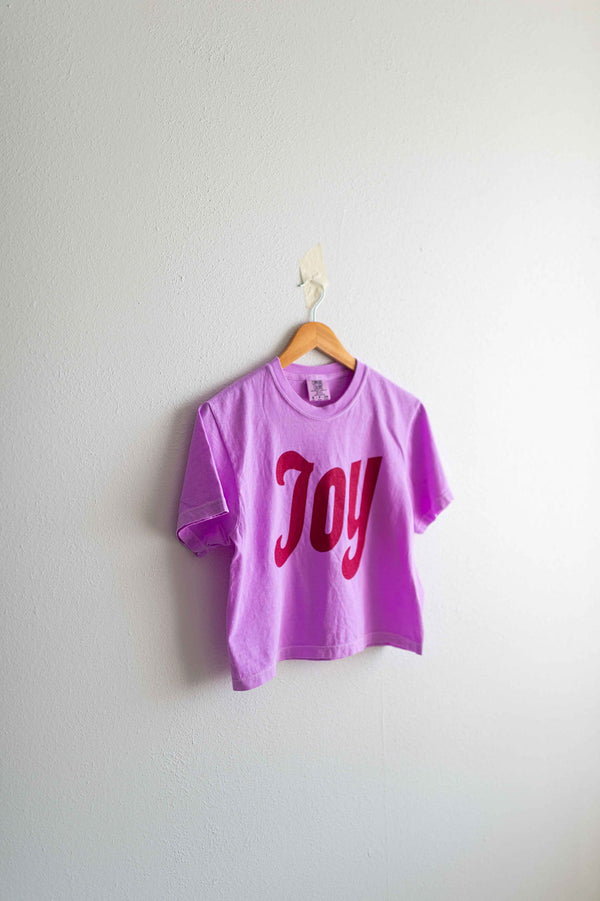 joy | neon violet comfort colors boxy cropped tee