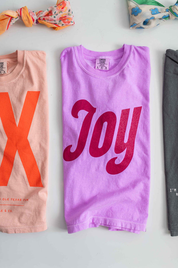 joy | neon violet comfort colors boxy cropped tee