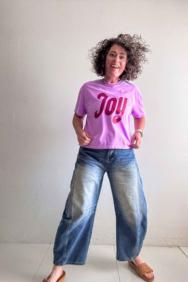 joy | neon violet comfort colors boxy cropped tee