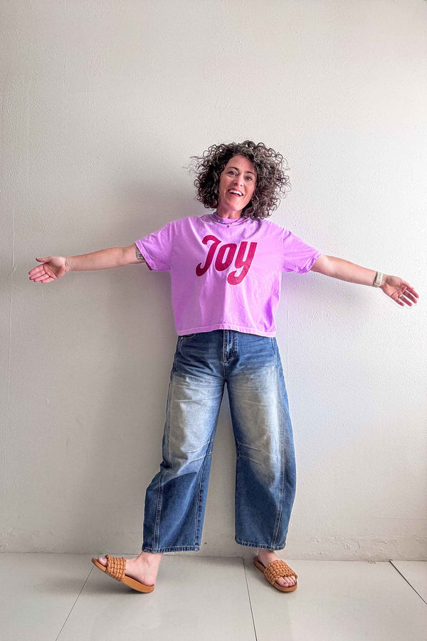 joy | neon violet comfort colors boxy cropped tee