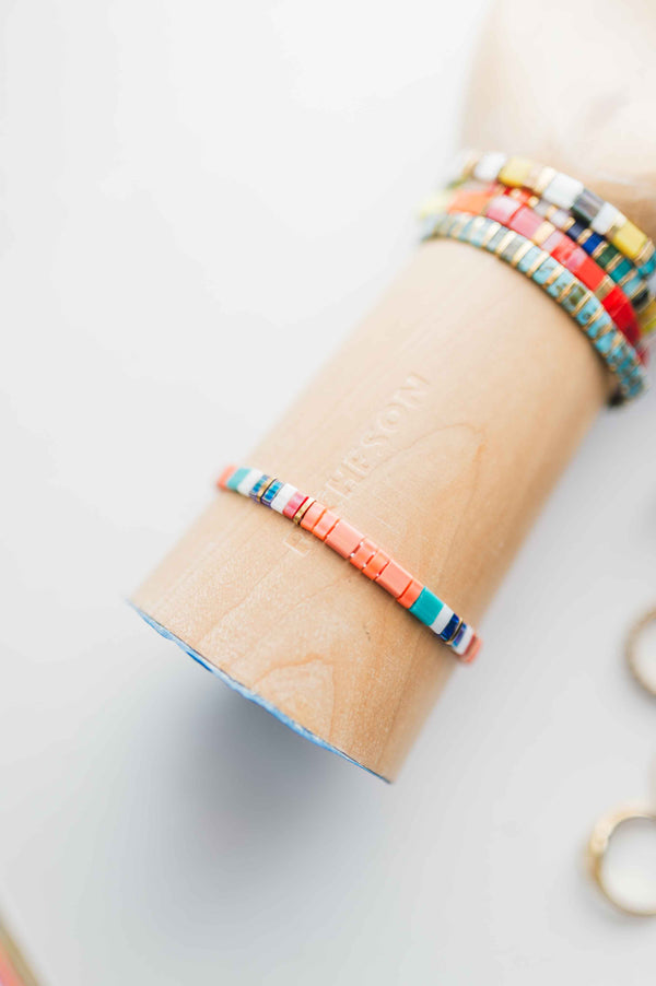 colorful stack bracelet | orange + multi