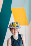 youth smiley | black + cream checkered hat