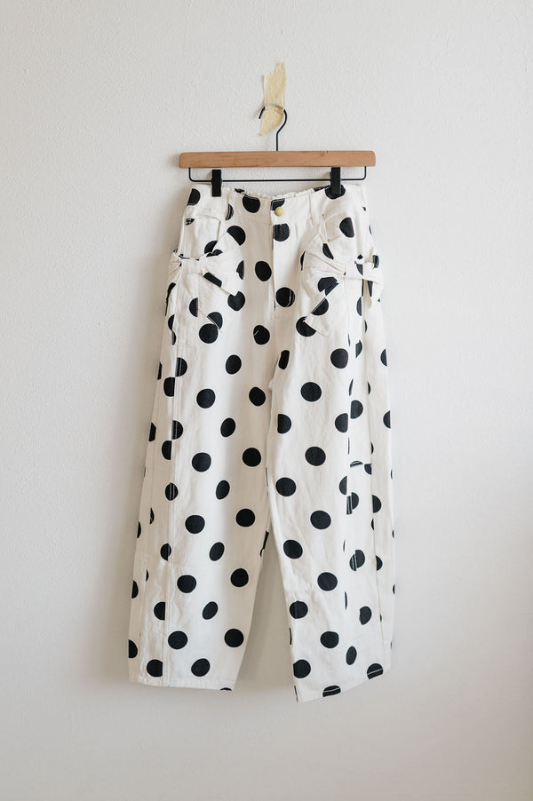 barrel denim pants | polka dot