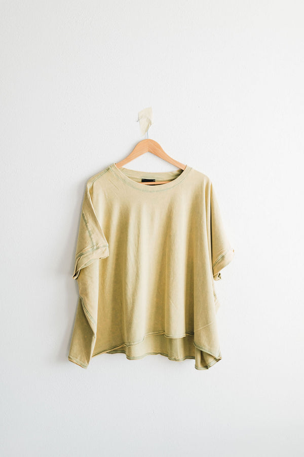 mineral washed oversized crop tee | cool matcha